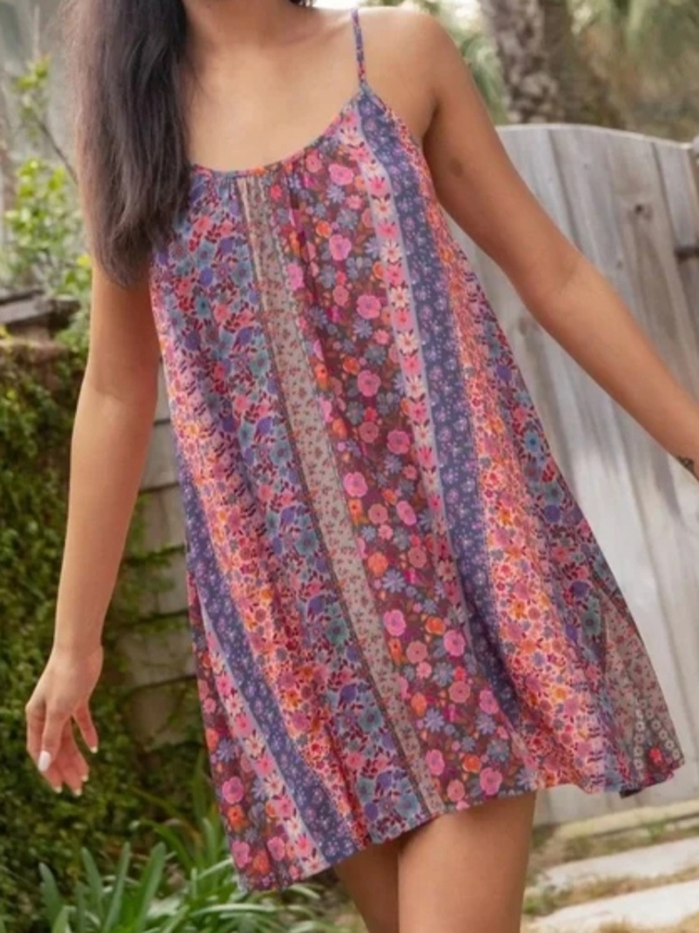 Pink & Purple Floral Spaghetti-Strap Sundress